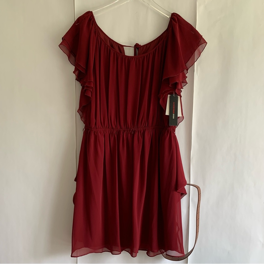 Miss Sixty Belted Dress in burgundy